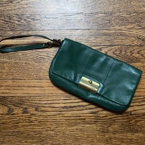 Coach Green Leather Wristlet